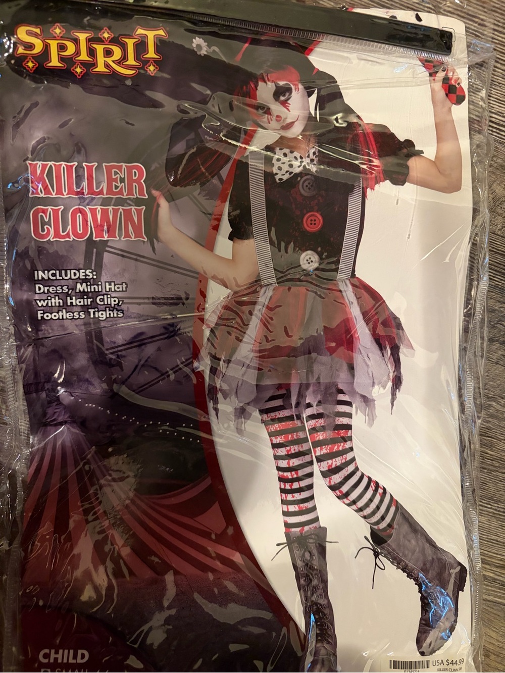Spirit Killer Clown Costume - Black, Red & White
